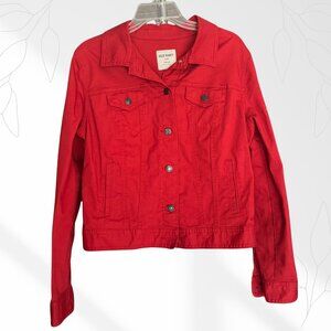 Old Navy Red Denim Jean Jacket Women’s Size L